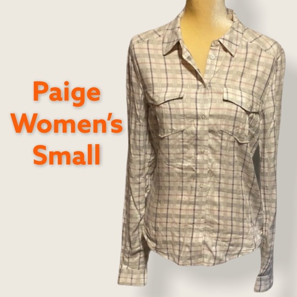 Paige SM Button Down Round Hem Semi Sheer Top